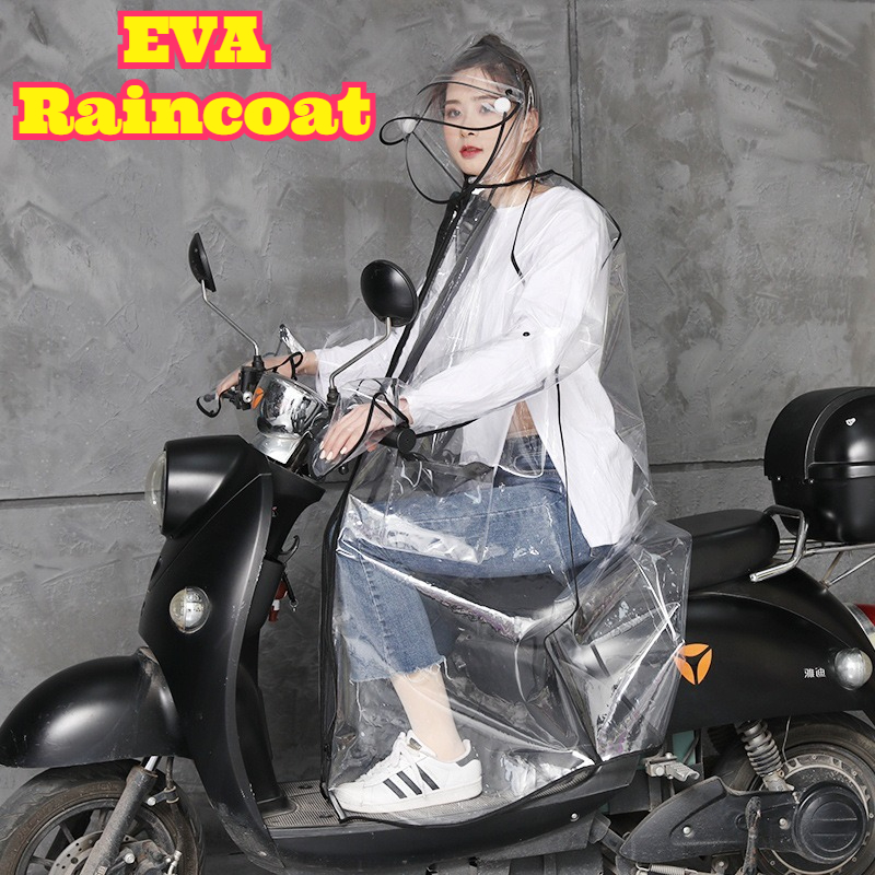 Cycling Commute Rain - 透明EVAレインポンチョ フード付き 男女兼用 防水 ロング丈 サイクリング