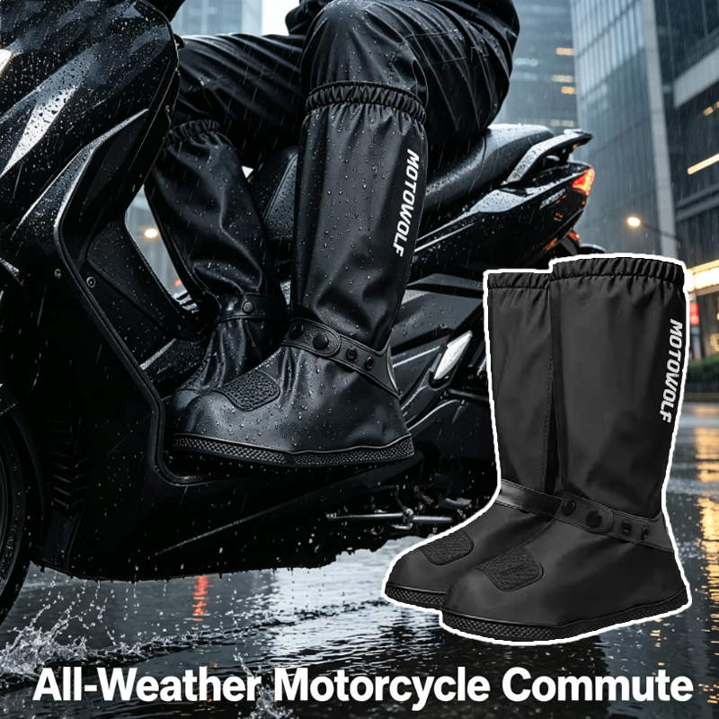 Cycling Commute Rain - 屋外通勤用チューブ型レインシューズカバー、再利用可能なバイク・自転車・サイクリング・旅行用レインブーツ、防雨靴、滑り止めシューズ