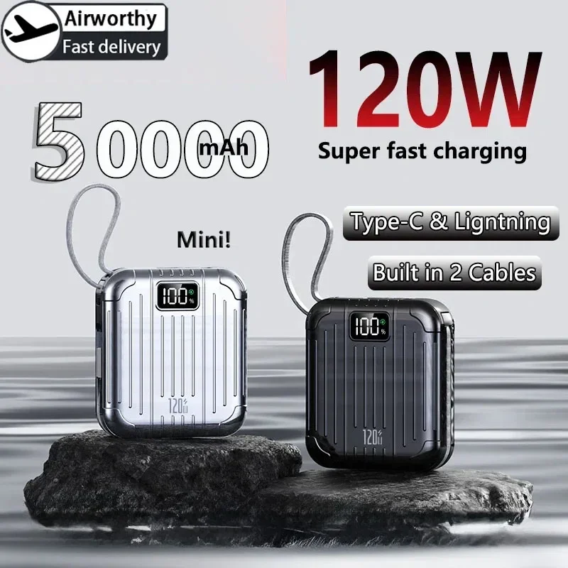 Usb Charger Dynamo - 50000mAh ミニコンパクト便利なモバイルバッテリー PD20W 超急速充電 内蔵ケーブル 大容量