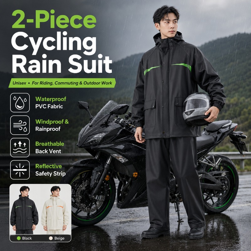 Cycling Commute Jacket - ユニセックス2ピース防水サイクリングレインスーツ – ジャケット＆パンツ、ライディング、通勤、屋外作業用