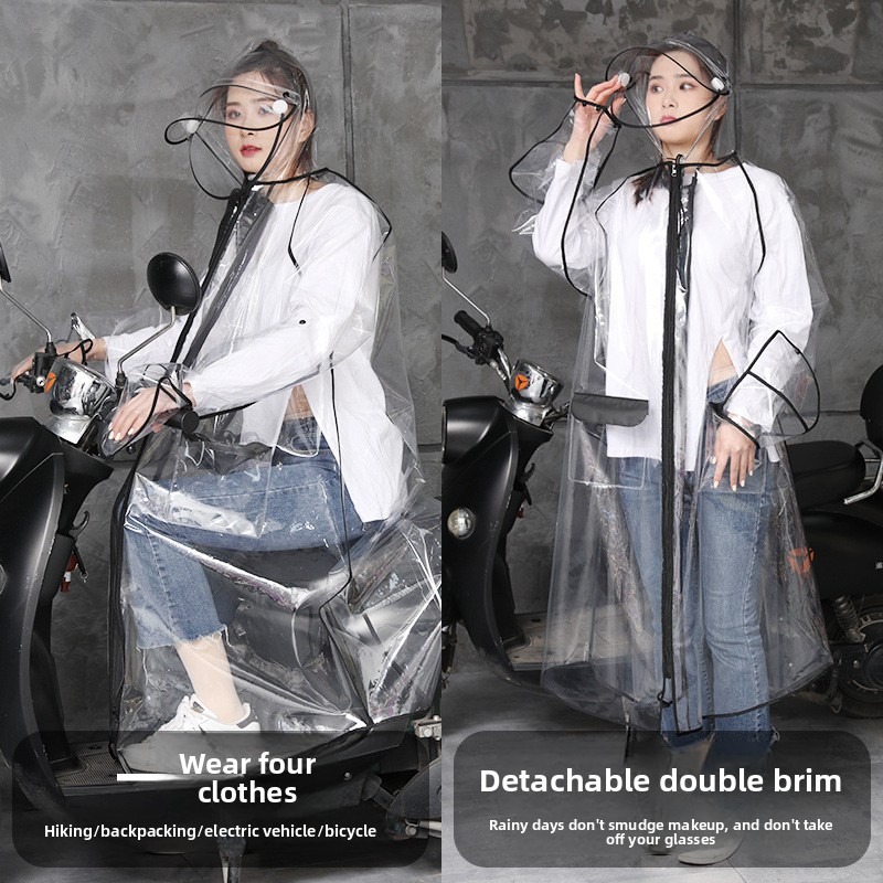 透明EVAレインポンチョ フード付き 男女兼用 防水 ロング - Cycling Commute Rain のレビューと価格