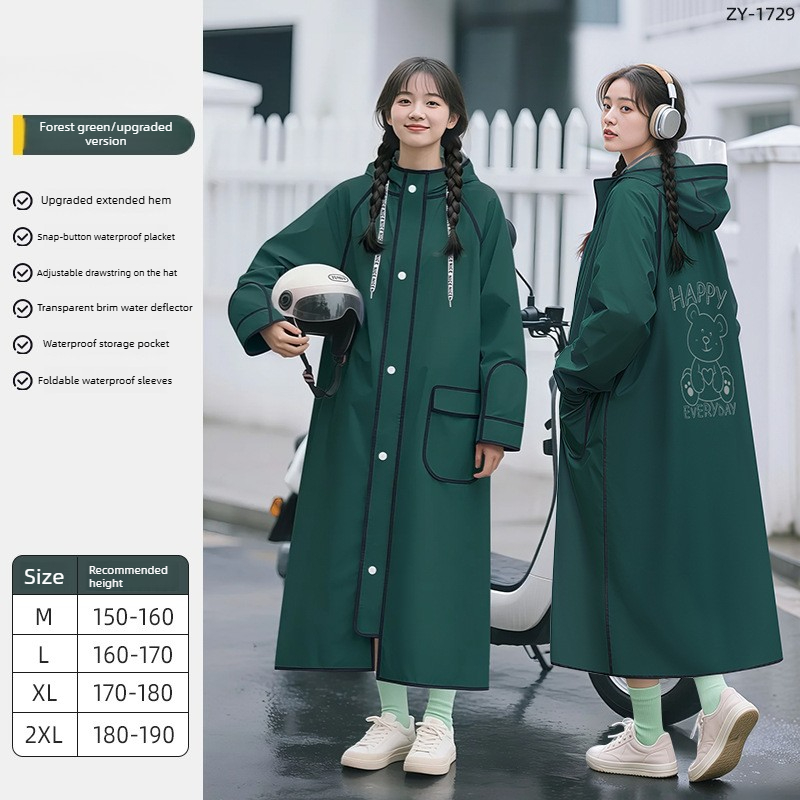 全身EVA防水レインポンチョ、長袖バイク・サイクリング用レイ - Cycling Commute Rain のレビューと価格
