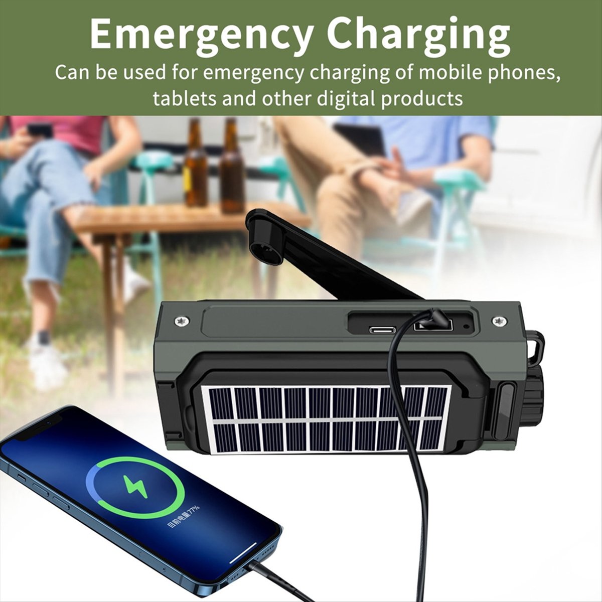 A26Z ポータブルソーラーラジオ、緊急用手回しラジオ、ダイ - Usb Charger Dynamo のレビューと価格