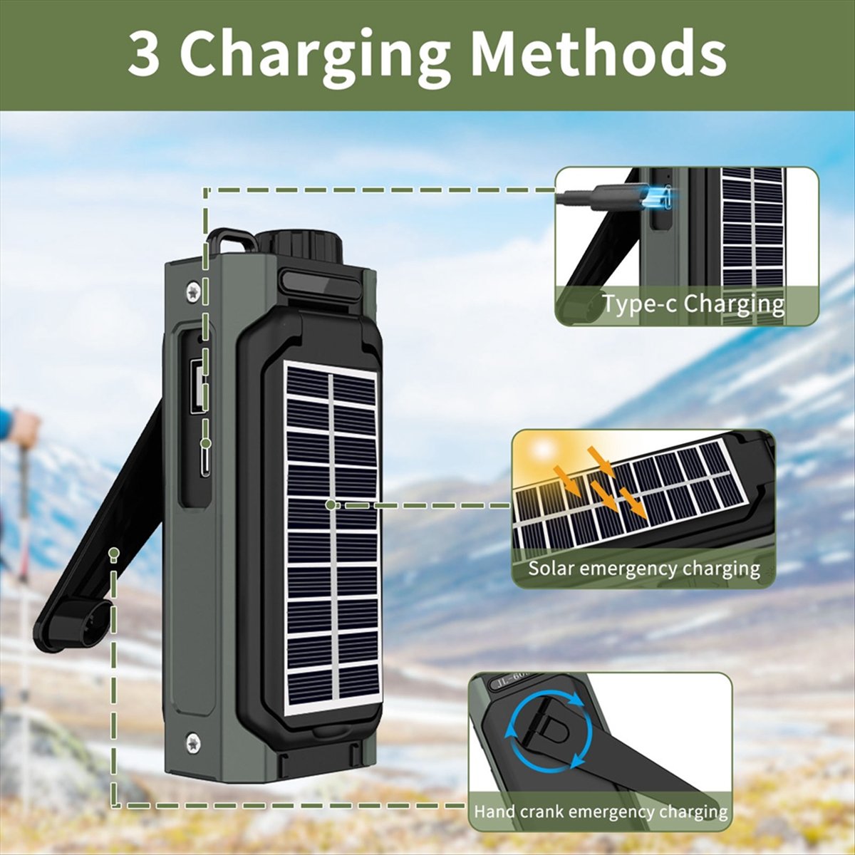 A26Z ポータブルソーラーラジオ、緊急用手回しラジオ、ダイ - Usb Charger Dynamo のレビューと価格