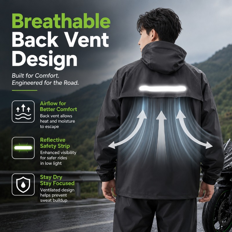 ユニセックス2ピース防水サイクリングレインスーツ – ジャケ - Cycling Commute Jacket のレビューと価格