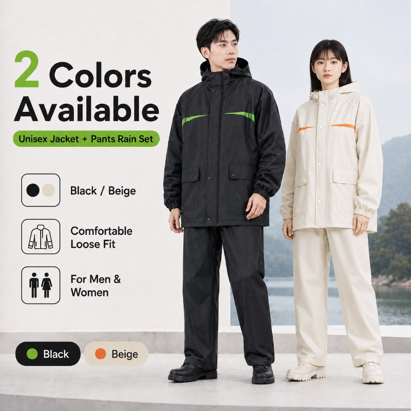 ユニセックス2ピース防水サイクリングレインスーツ – ジャケ - Cycling Commute Rain のレビューと価格