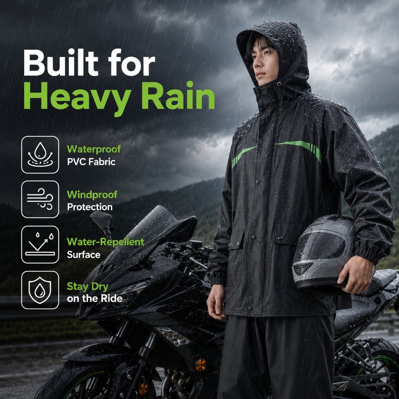 ユニセックス2ピース防水サイクリングレインスーツ – ジャケ - Cycling Commute Rain のレビューと価格